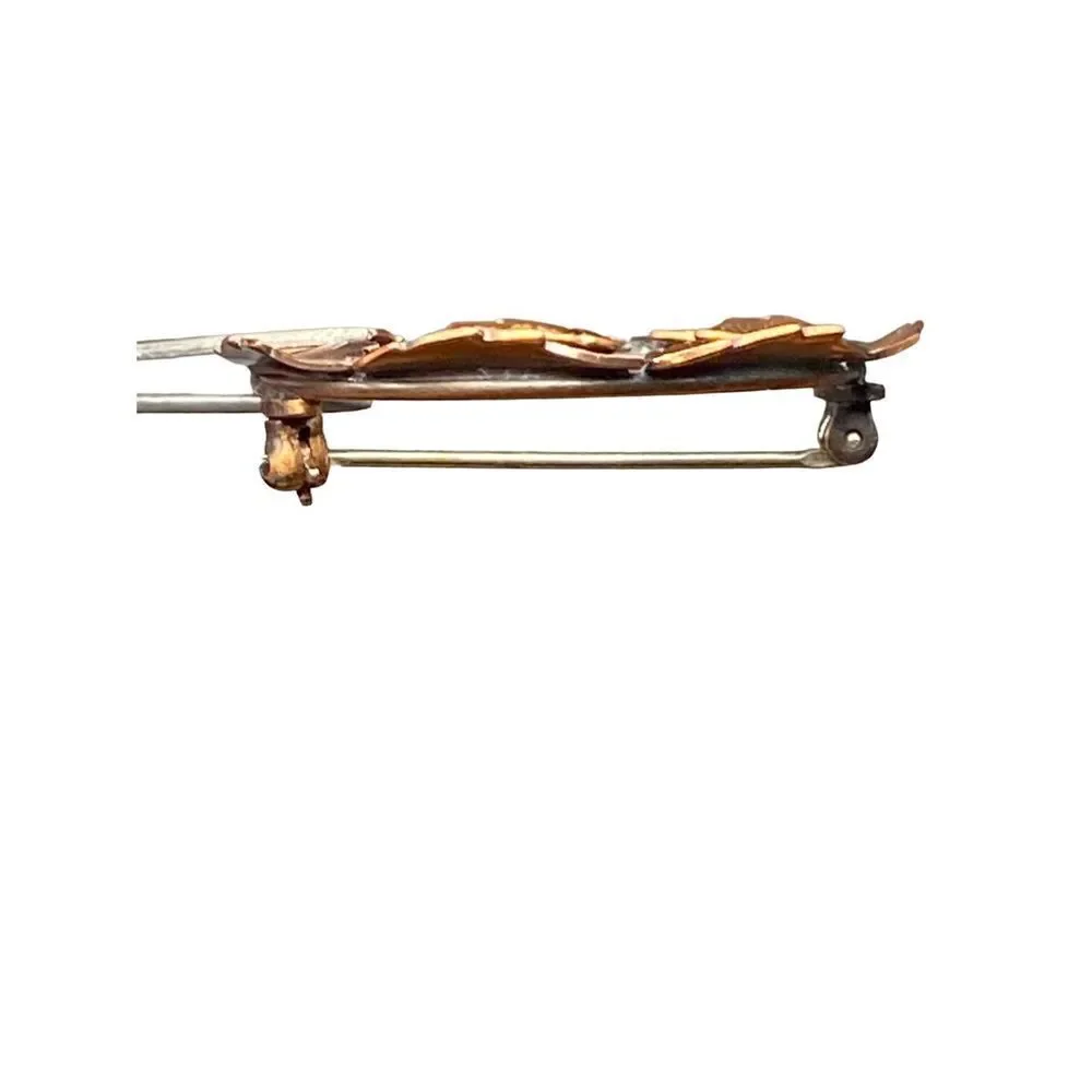 Vintage Bell Copper Solid Copper Leaf Wreath Lapel Hat Tie Pin Brooch